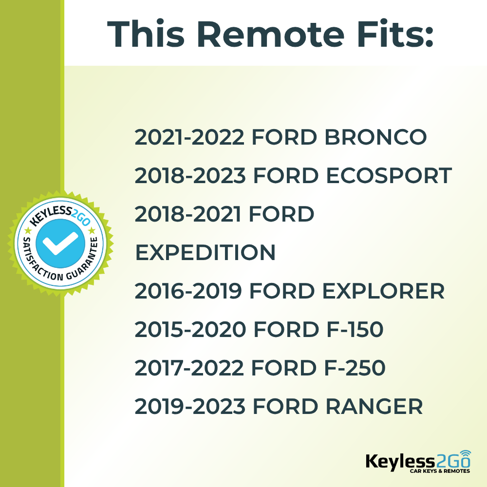 2015 - 2023 Ford 3-Button Replacement Keyless Entry Remote Flip Key Fob by Keyless2Go