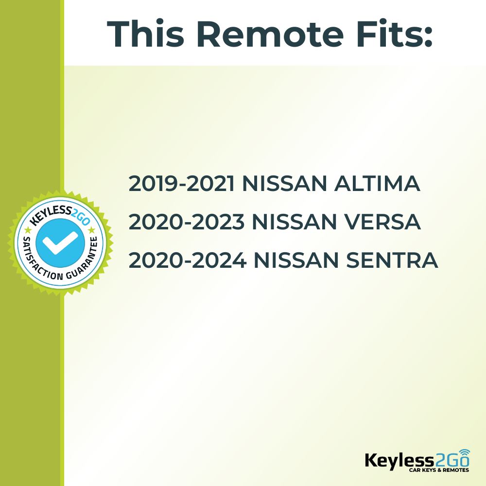 Keyless2Go 2019 - 2024 Nissan Altima, Sentra, Versa Replacement Smart Keyless Entry Remote Proximity Key Fob