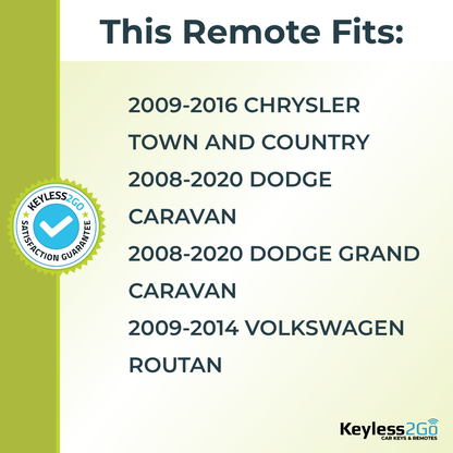 Keyless2Go 2008 - 2020 Chrysler Dodge Volkswagen 5-Button Replacement Keyless Entry Remote Key Fob