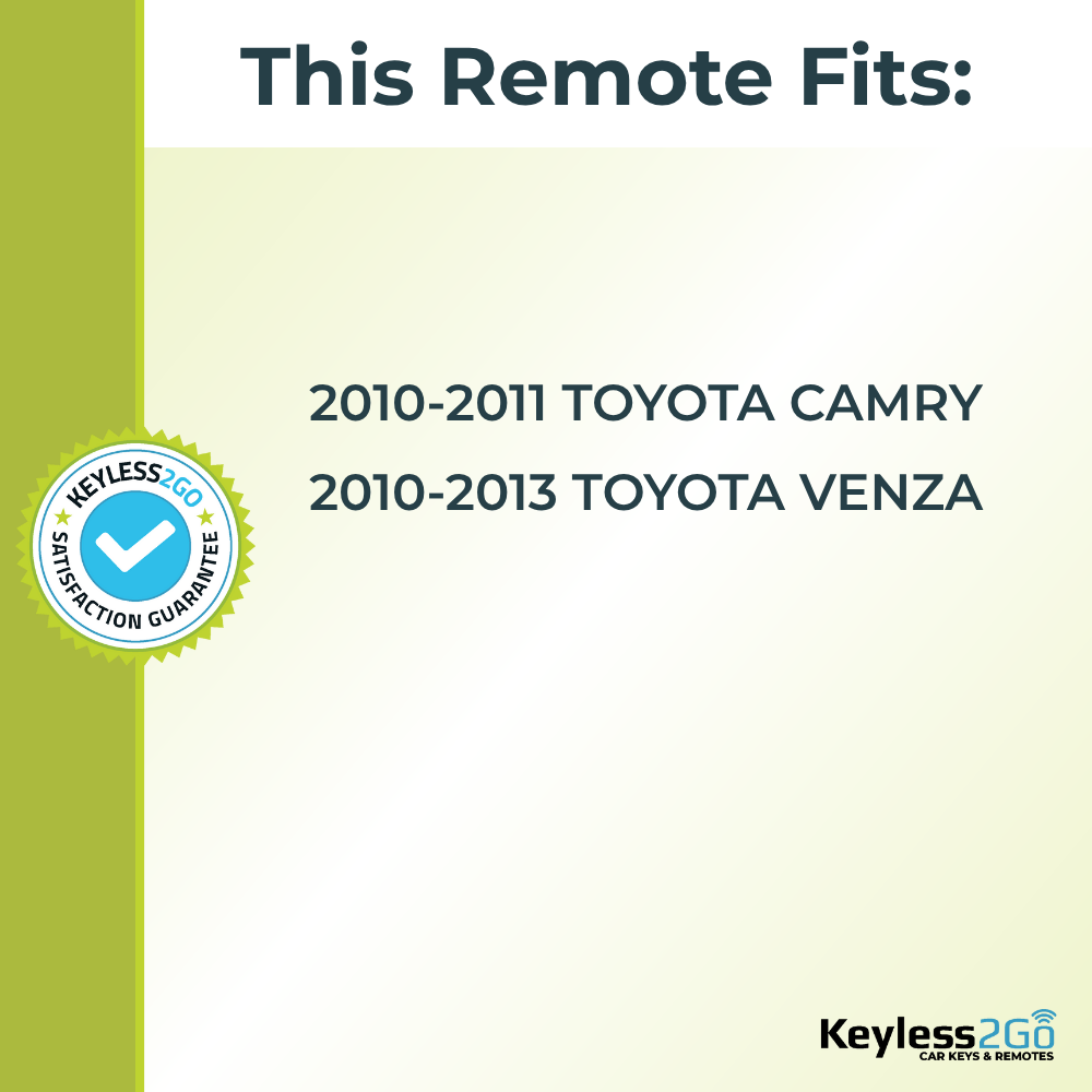 Keyless2Go 2010, 2011, 2012, 2013 Toyota Camry, Venza 4-Button Replacement Keyless Entry Remote Flip Key Fob