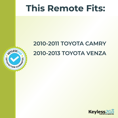 Keyless2Go 2010, 2011, 2012, 2013 Toyota Camry, Venza 4-Button Replacement Keyless Entry Remote Flip Key Fob