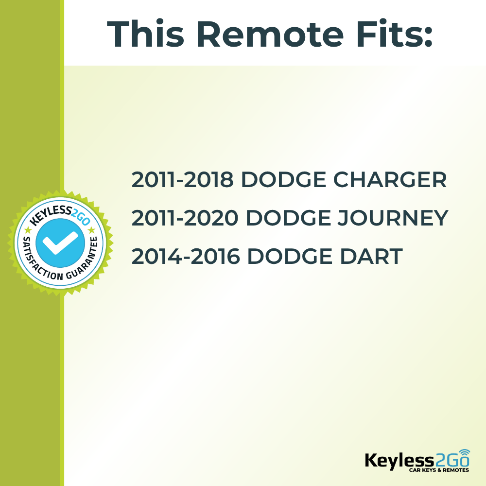 Keyless2Go 2011 - 2020 Dodge Charger, Dart, Journey Replacement Smart Keyless Entry Remote Proximity Key Fob