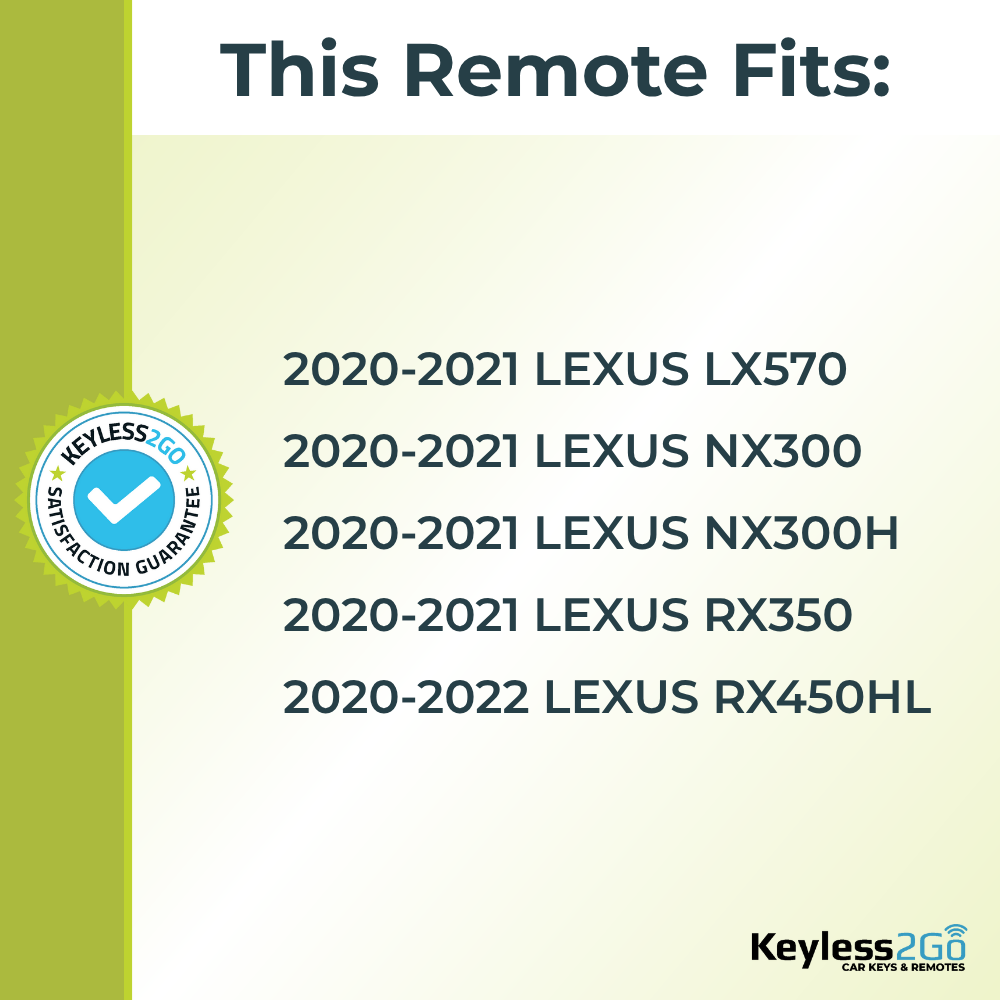 Keyless2Go 2020, 2021, 2022 Lexus Replacement Smart Keyless Entry Remote Proximity Key Fob