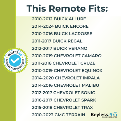 Keyless2Go 2010 - 2024 Buick Chevrolet GMC Replacement Smart Keyless Entry Remote Proximity Key Fob