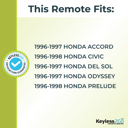 Keyless2Go 1996, 1997, 1998 Honda 4-Button Replacement Keyless Entry Remote Key Fob