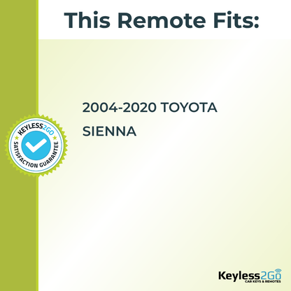 Keyless2Go 2004 - 2020 Toyota Sienna 6-Button Replacement Keyless Entry Remote Key Fob