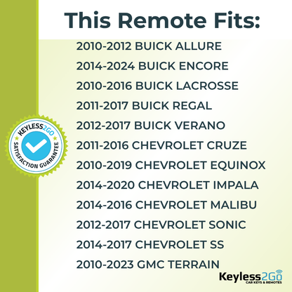 Keyless2Go 2010 - 2023 Buick Chevrolet GMC 4-Button Replacement Smart Keyless Entry Remote Proximity Key Fob