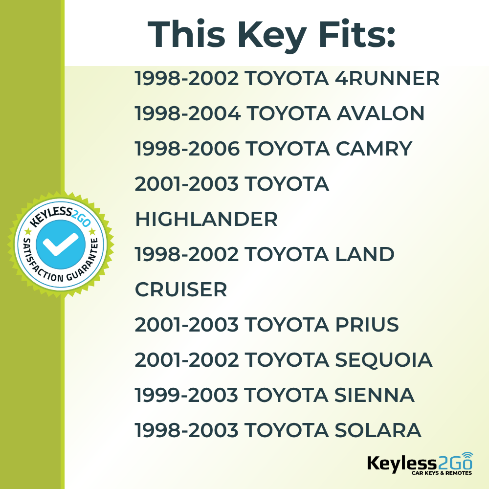 Keyless2Go TOY43AT4 Transponder Key, Texas ID 4C