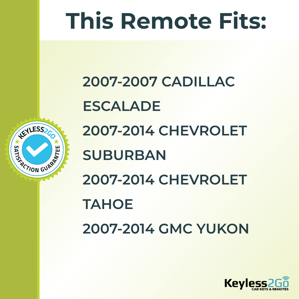 Keyless2Go 2007 - 2014 Cadillac Chevrolet GMC 6-Button Replacement Keyless Entry Remote Key Fob