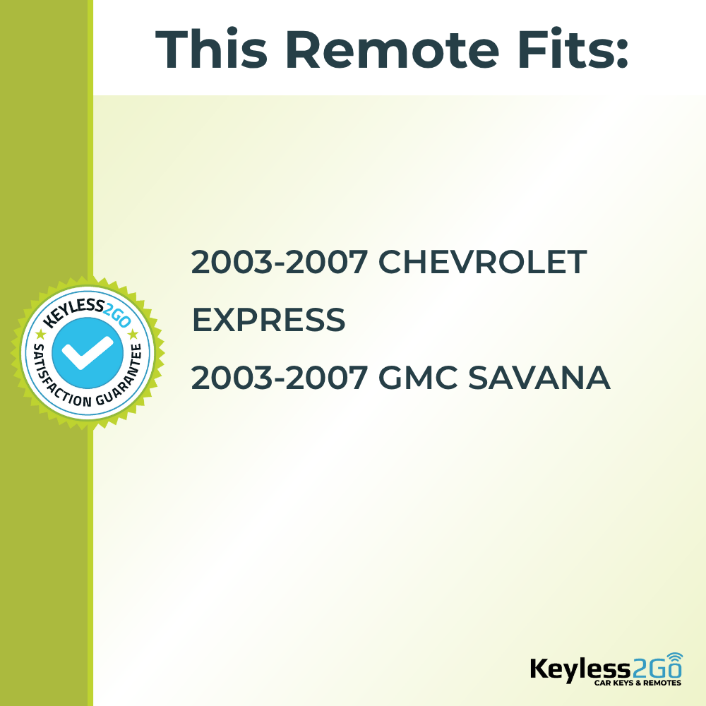 Keyless2Go 2003 - 2007 Chevrolet Express, GMC Savana 4-Button Replacement Keyless Entry Remote Key Fob