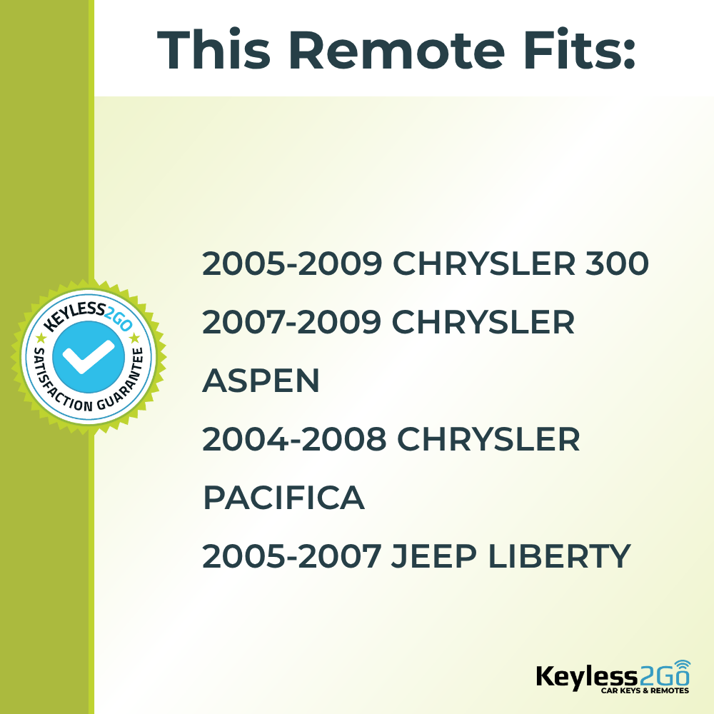 Keyless2Go 2004 - 2009 Chrysler Jeep 4-Button Replacement Keyless Entry Remote Key Fob