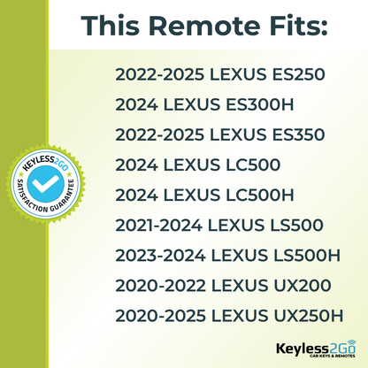 Keyless2Go 2020 - 2025 Lexus 3-Button Replacement Smart Keyless Entry Remote Proximity Key Fob