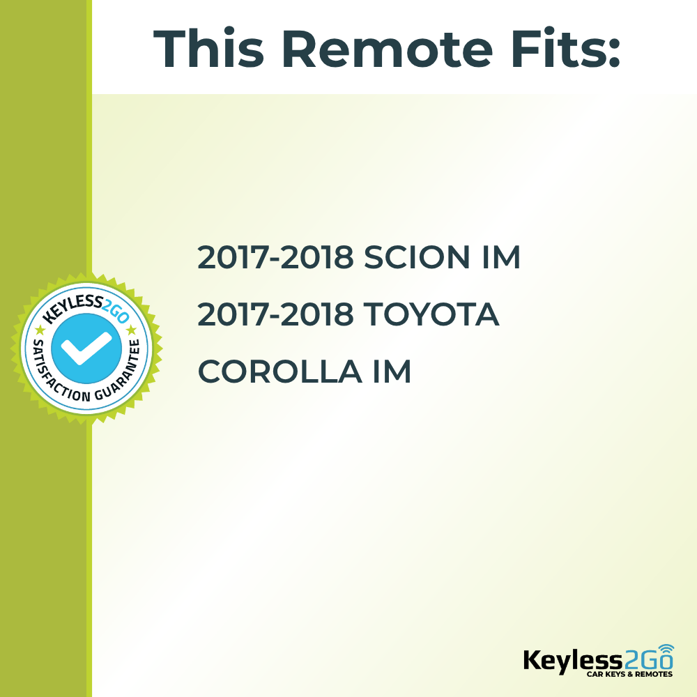 Keyless2Go 2017 - 2018 Scion iM, Toyota Corolla iM Replacement Keyless Entry Remote Flip Key Fob