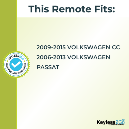 Keyless2Go 2006 - 2015 Volkswagen CC, Passat 4-Button Replacement Keyless Entry Remote Slot Key Fob