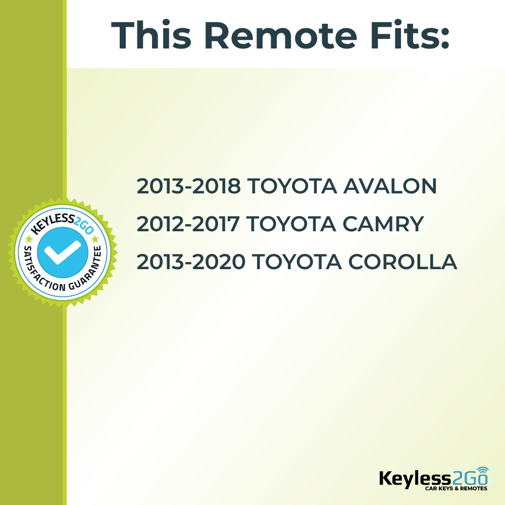 Keyless2Go 2013 - 2020 Toyota Avalon, Camry, Corolla Replacement Smart Keyless Entry Remote Proximity Key Fob