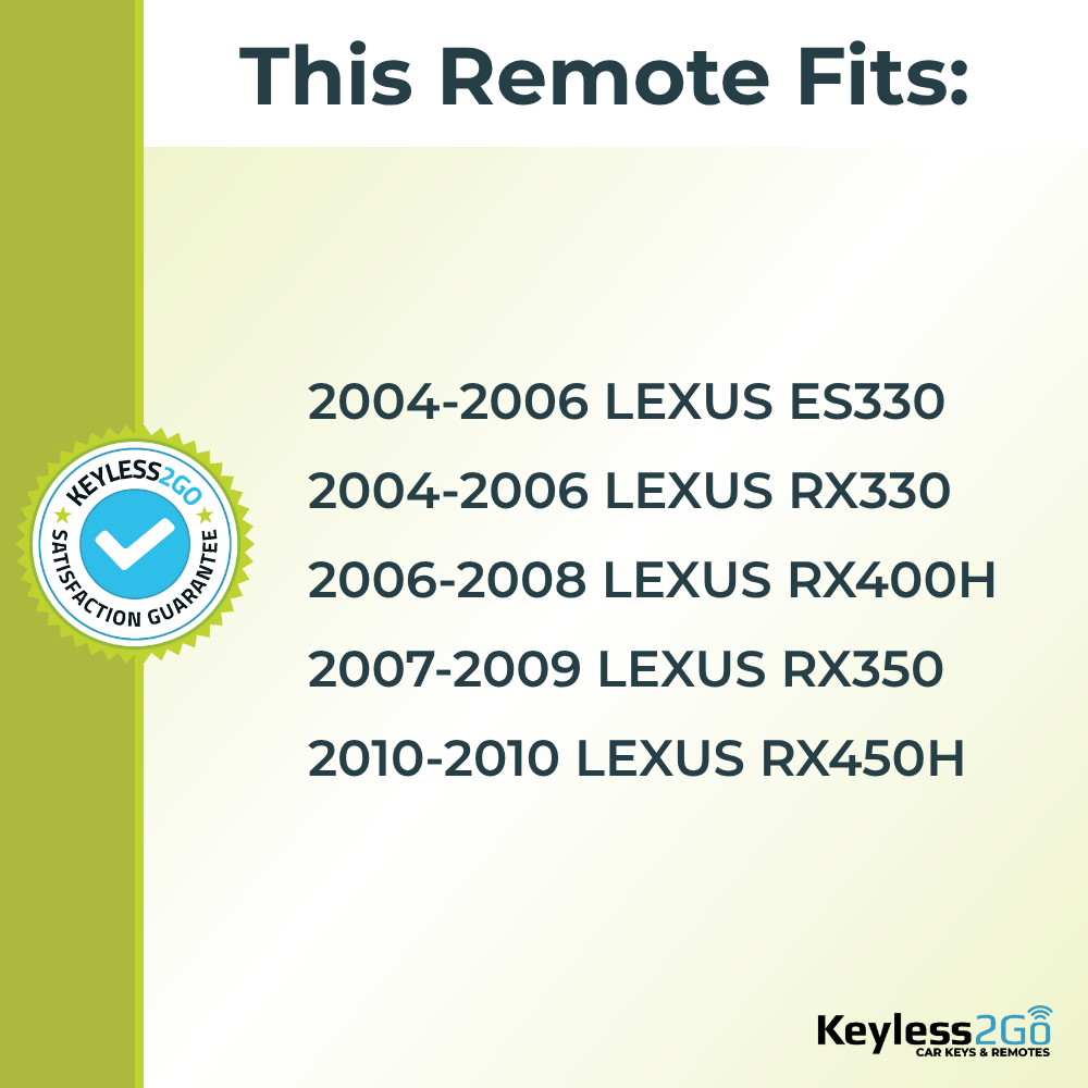 Keyless2Go 2004 - 2010 Lexus ES, RX Replacement Keyless Entry Remote Key Fob
