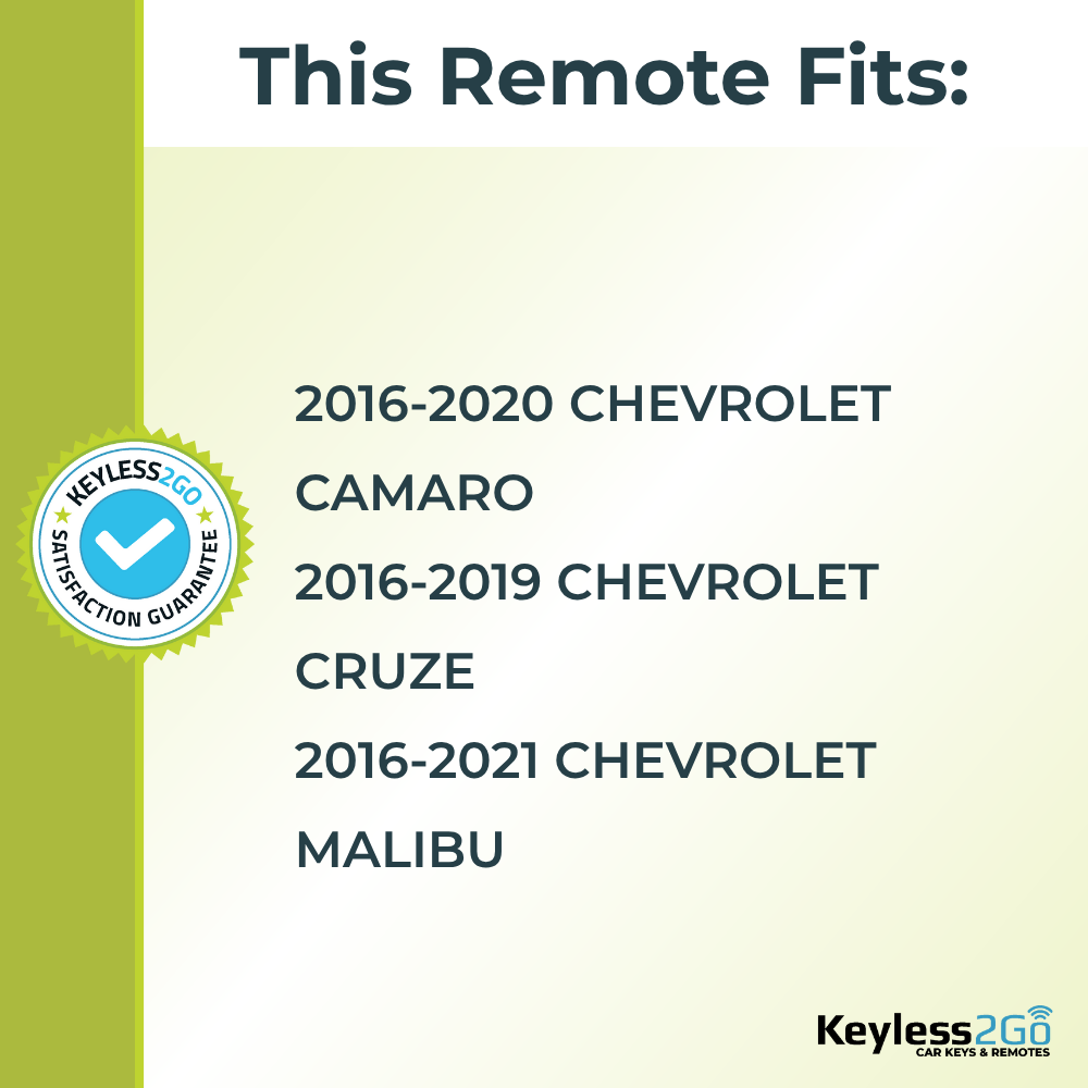 Keyless2Go 2016 - 2021 Chevrolet 4-Button Replacement Smart Keyless Entry Remote Proximity Key Fob
