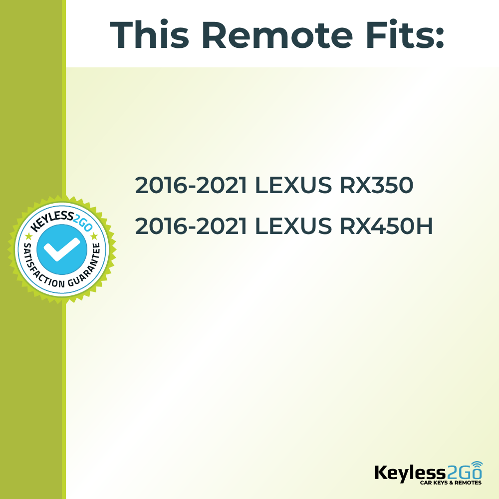 Keyless2Go 2016 - 2021 Lexus RX Replacement Smart Keyless Entry Remote Proximity Key Fob