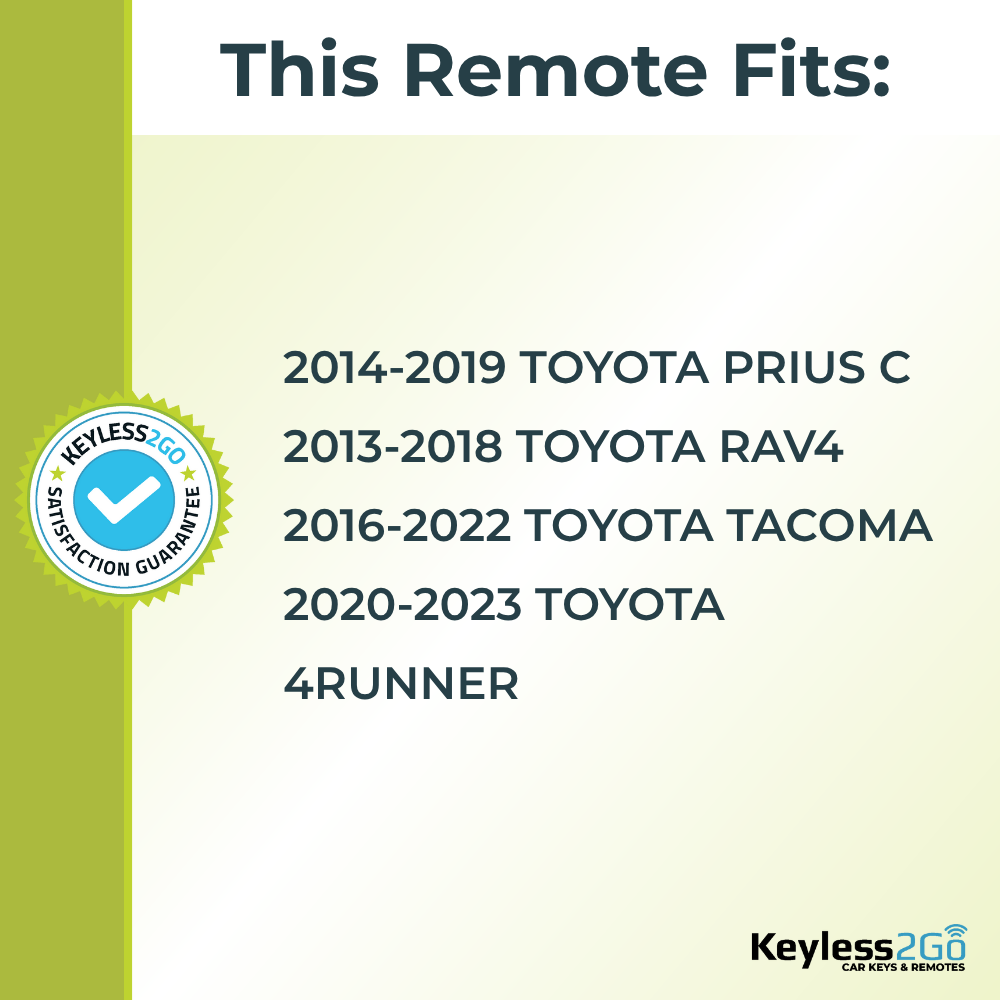 Keyless2Go 2013 - 2023 Toyota 3-Button Replacement Keyless Entry Remote Key Fob