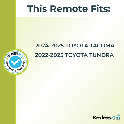 Keyless2Go 2022, 2023, 2024, 2025 Toyota Tacoma, Tundra Replacement Smart Keyless Entry Remote Proximity Key Fob