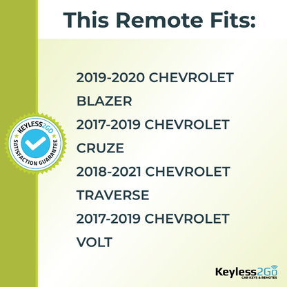 Keyless2Go 2017 - 2021 Chevrolet 4-Button Replacement Smart Keyless Entry Remote Proximity Key Fob