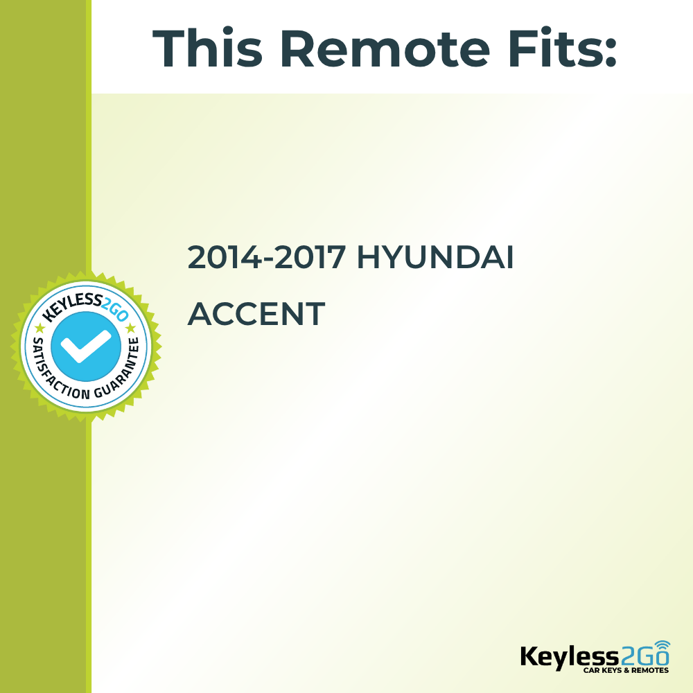 Keyless2Go 2014 - 2017 Hyundai Accent 3-Button Replacement Keyless Entry Remote Key Fob