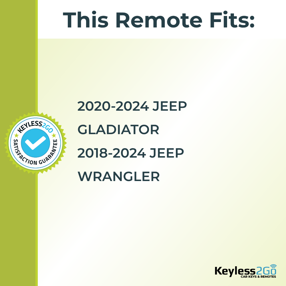Keyless2Go 2018 - 2024 Jeep Gladiator, Wrangler No-Button Replacement Smart Keyless Entry Remote Proximity Key Fob