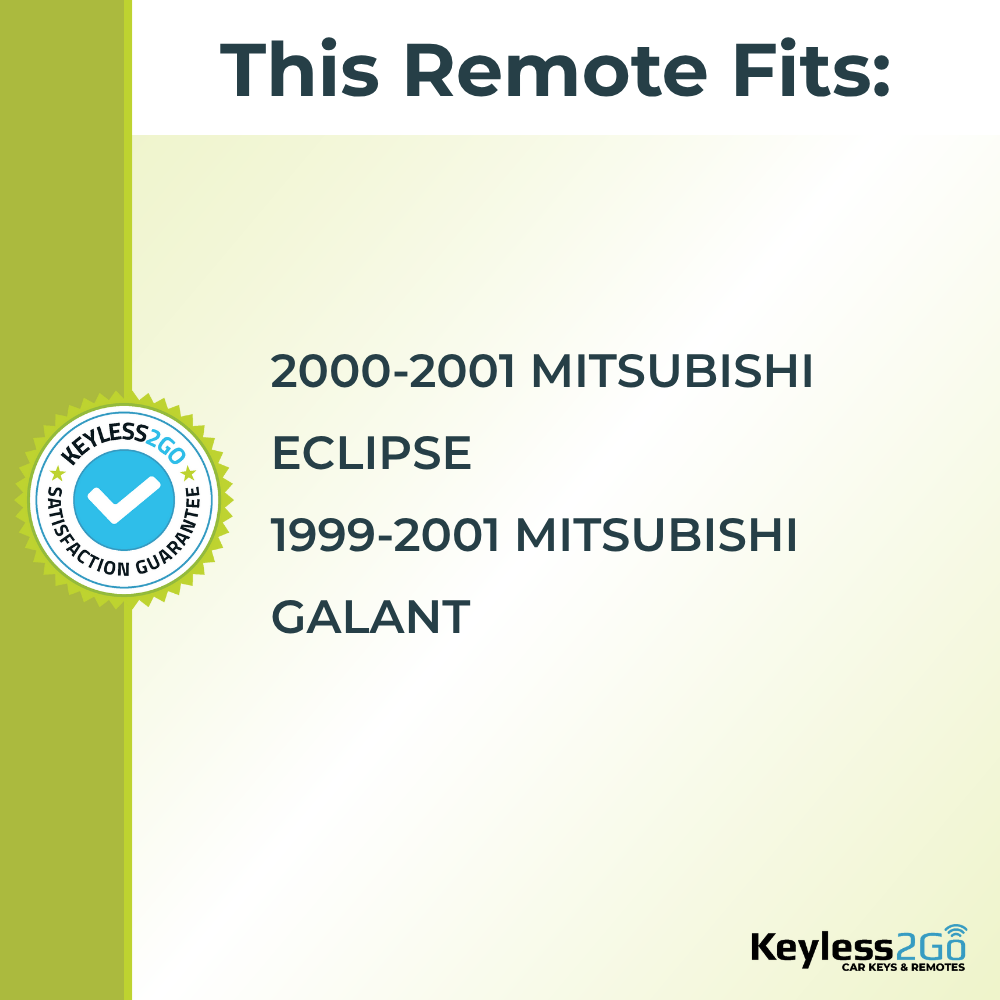 Keyless2Go 1999, 2000, 2001 Mitsubishi Eclipse, Galant 2-Button Replacement Keyless Entry Remote Key Fob