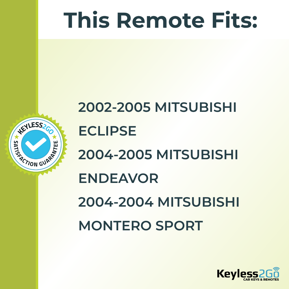 Keyless2Go 2002, 2003, 2004, 2005 Mitsubishi 3-Button Replacement Keyless Entry Remote Key Fob