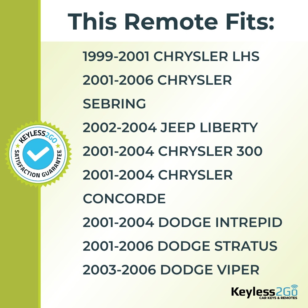 Keyless2Go 1999 - 2006 Chrysler Dodge Jeep 4-Button Replacement Keyless Entry Remote Key Fob