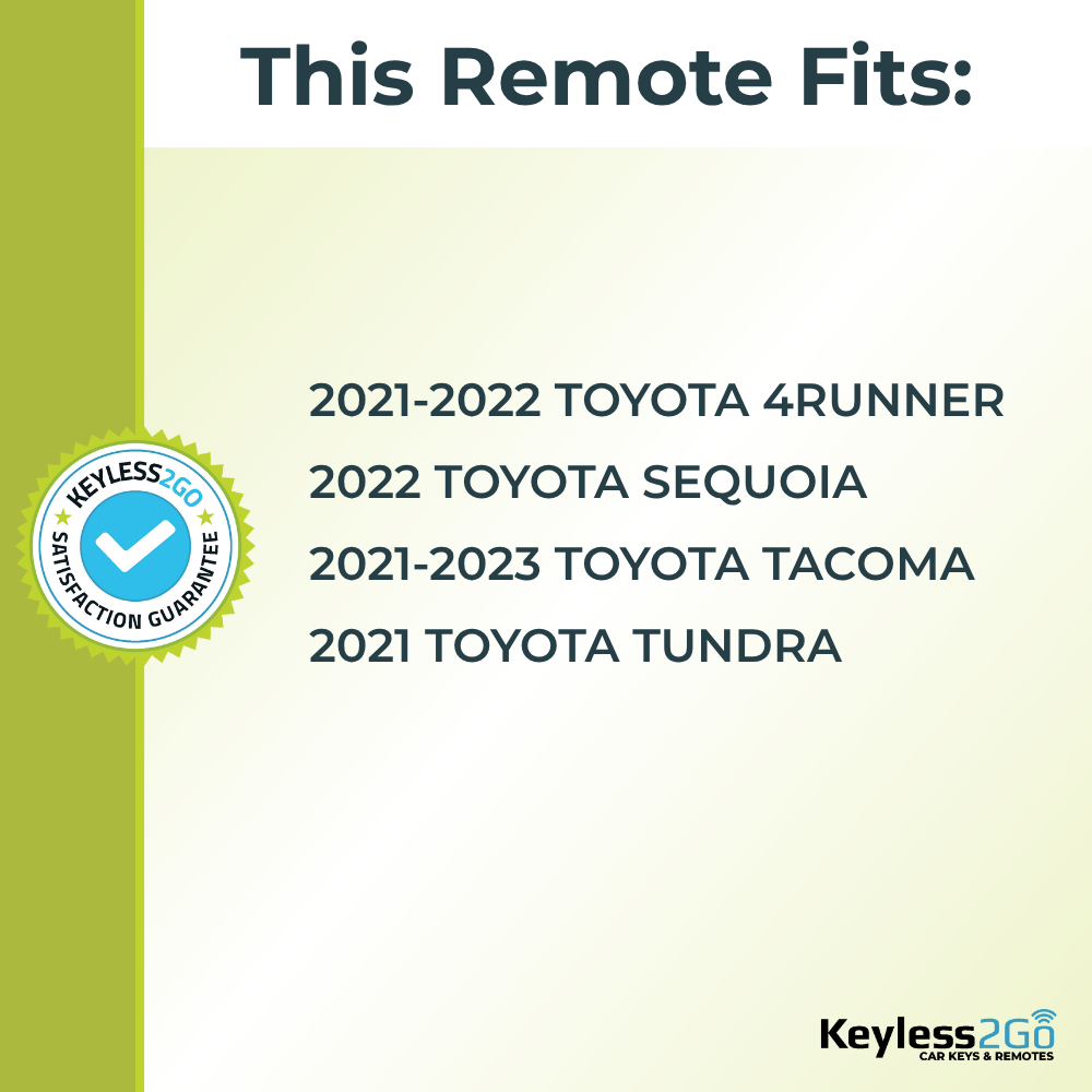 Keyless2Go 2021, 2022, 2023 Toyota Replacement Smart Keyless Entry Remote Proximity Key Fob