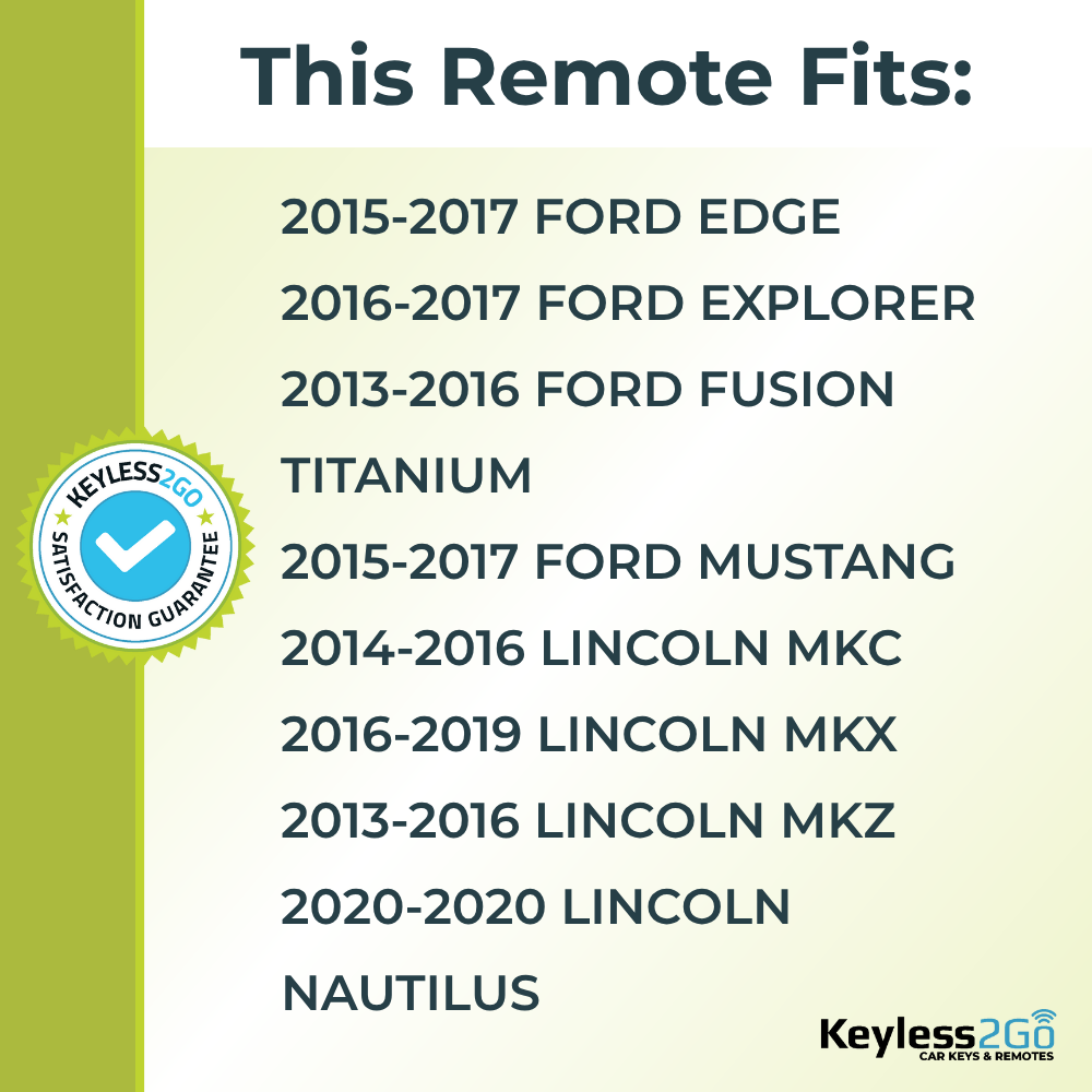 2013 - 2020 Ford Lincoln 5-Button Replacement Smart Keyless Entry Remote Proximity Key Fob by Keyless2Go